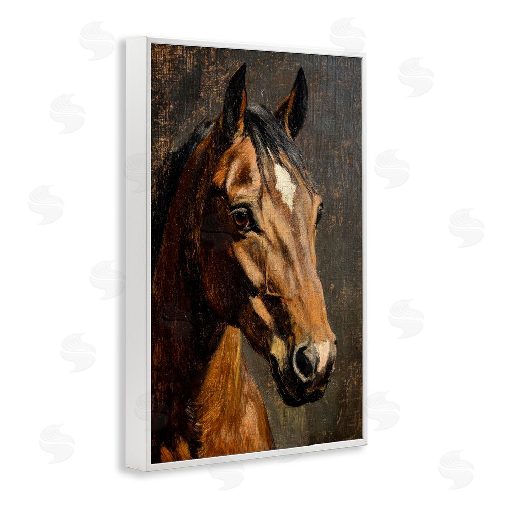Petal Prints Design Horse Portrait Study White Framed Giclee Wall Art