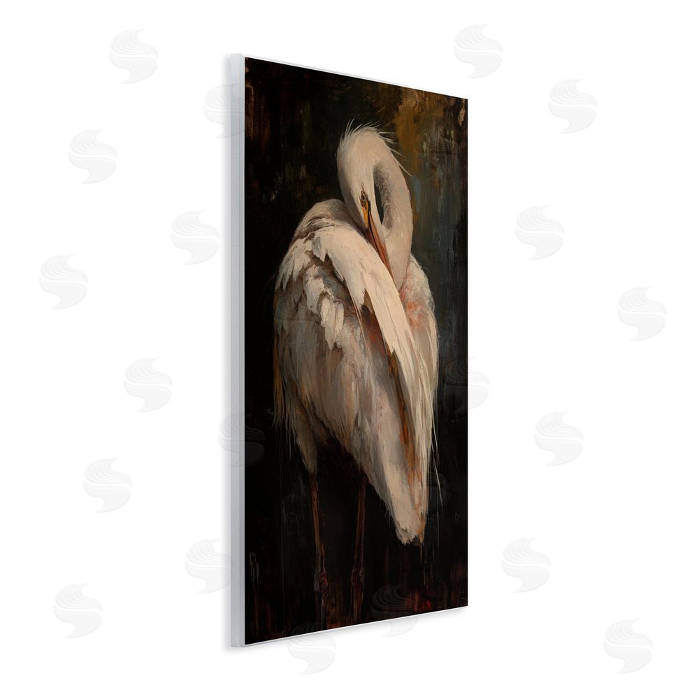 Petal Prints Design Sleeping Egret in Golden Light Wall Plaque Printed Art