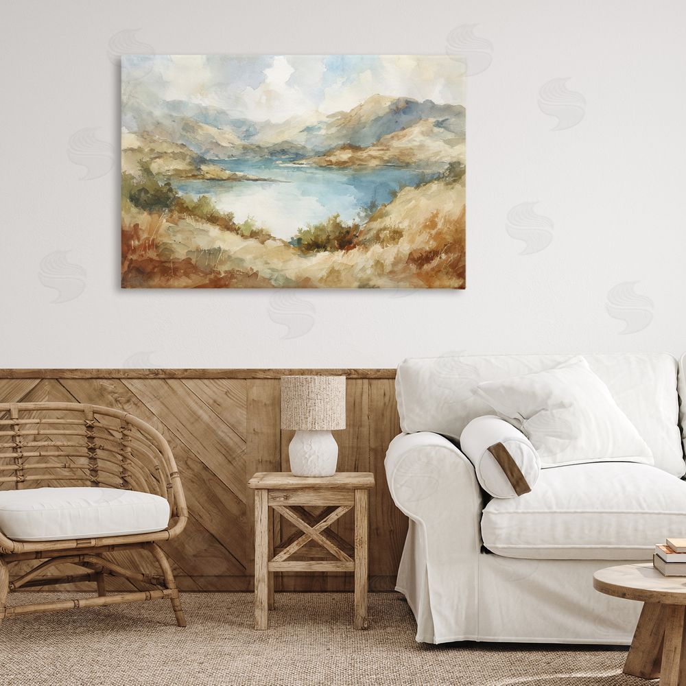 Petal Prints Design Secret Mountain Lake Panorama Stretched Canvas on Wall