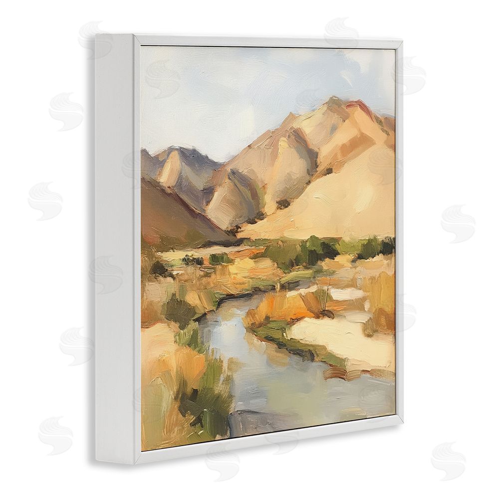 Petal Prints Design Wispy Desert River White Framed Giclee Wall Art Print
