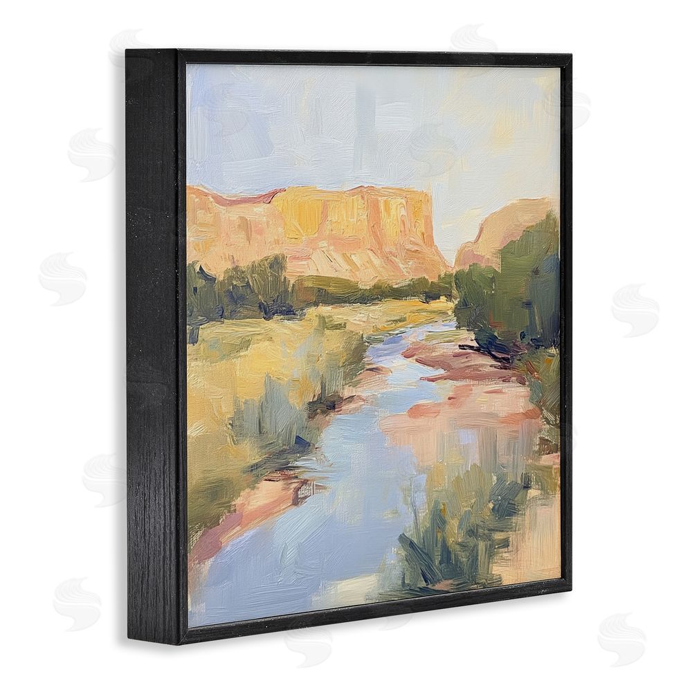 Petal Prints Design Painted Plateau River Reflection Black Framed Giclee Wall Art