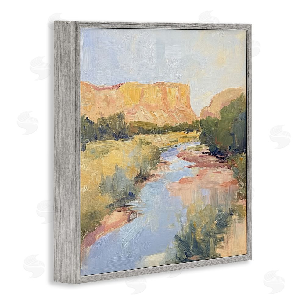 Petal Prints Design Painted Plateau River Reflection Gray Framed Giclee Wall Art