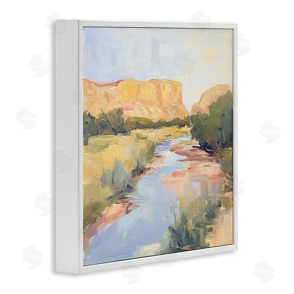 Petal Prints Design Painted Plateau River Reflection White Framed Giclee Wall Art