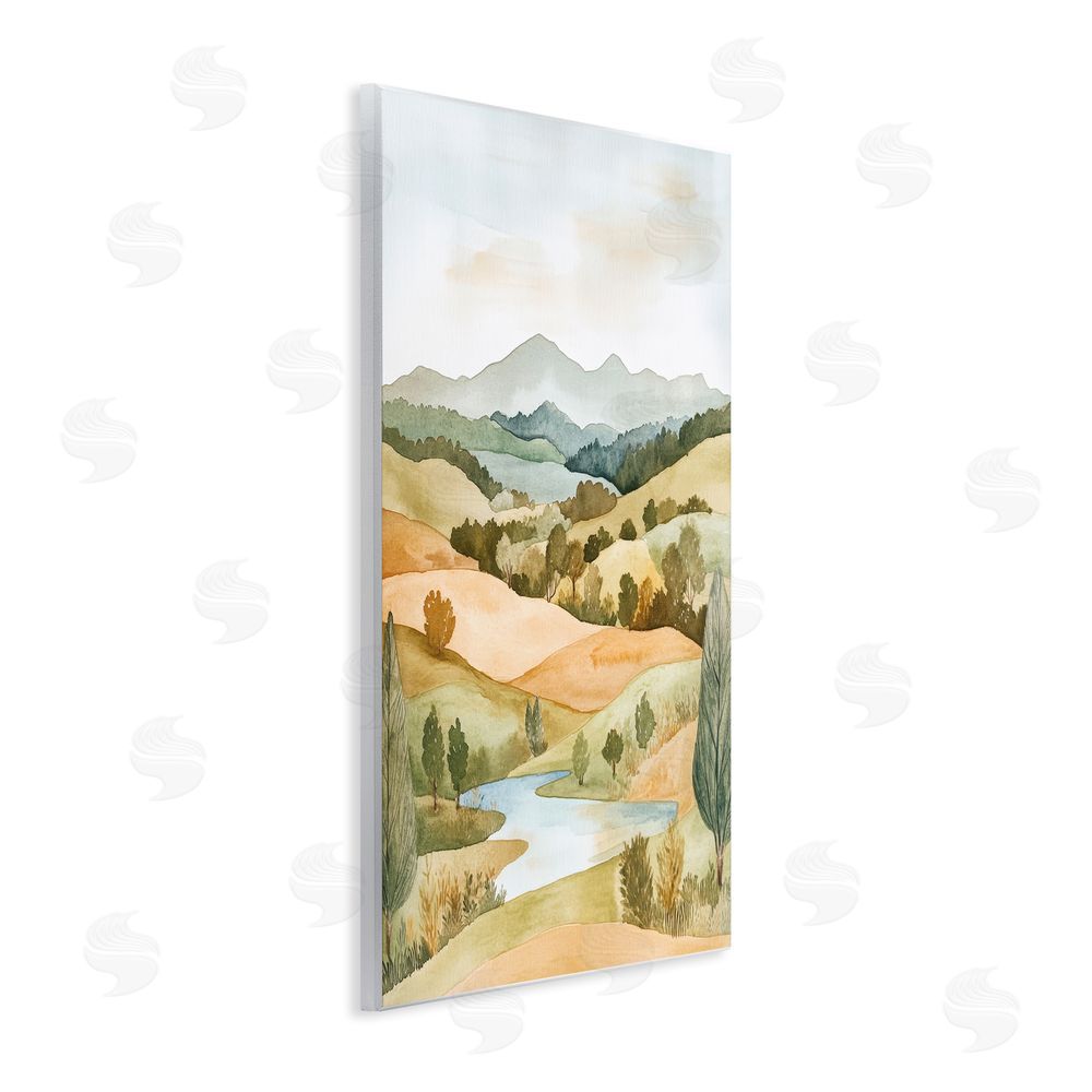 Petal Prints Design Watercolor Hills & Tranquil Valley Wall Plaque Printed Art