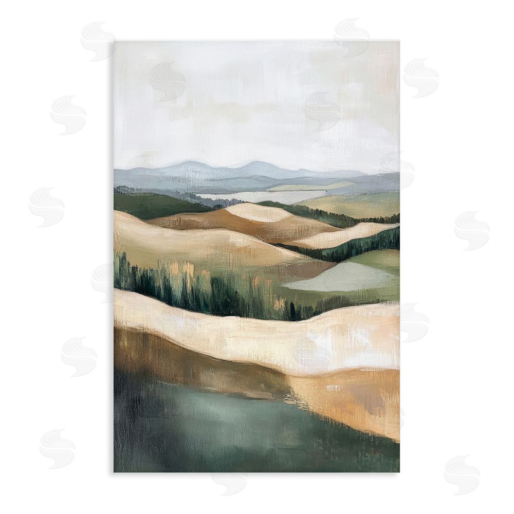 Petal Prints Design Tranquil Rolling Hills & Fields Stretched Canvas Wall Art Print