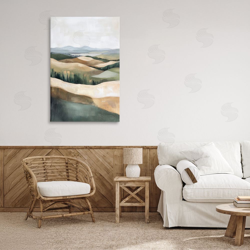 Petal Prints Design Tranquil Rolling Hills & Fields Stretched Canvas on Wall