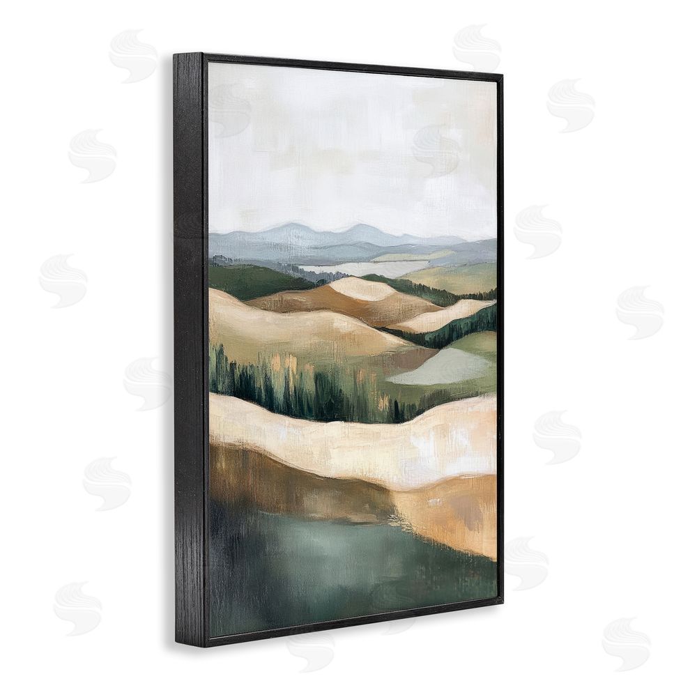 Petal Prints Design Tranquil Rolling Hills & Fields Black Framed Giclee Wall Art Print