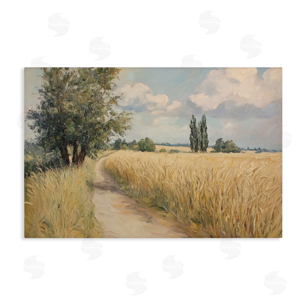 Petal Prints Design Quiet Path Through Wheat Stretched Canvas Wall Art