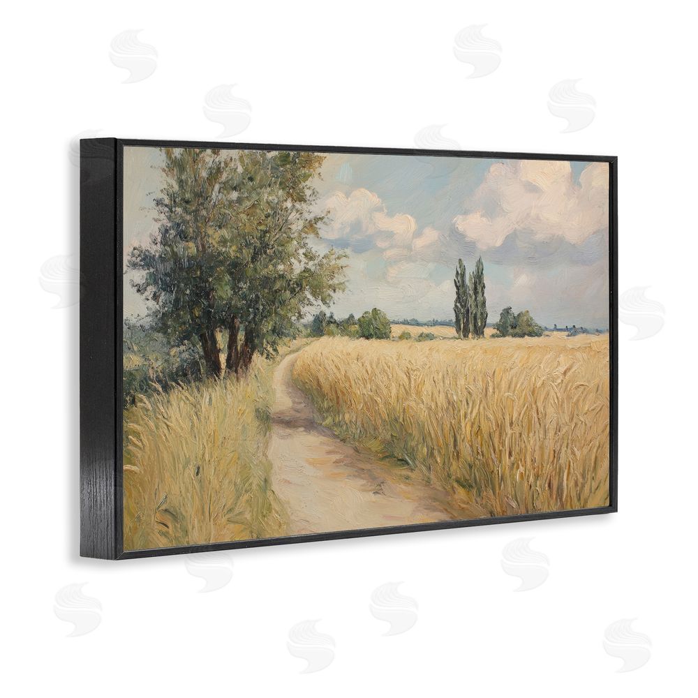 Petal Prints Design Quiet Path Through Wheat Black Framed Giclee Wall Art