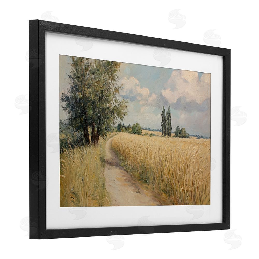 Petal Prints Design Quiet Path Through Wheat Black Framed Print Under Glass Wall Art