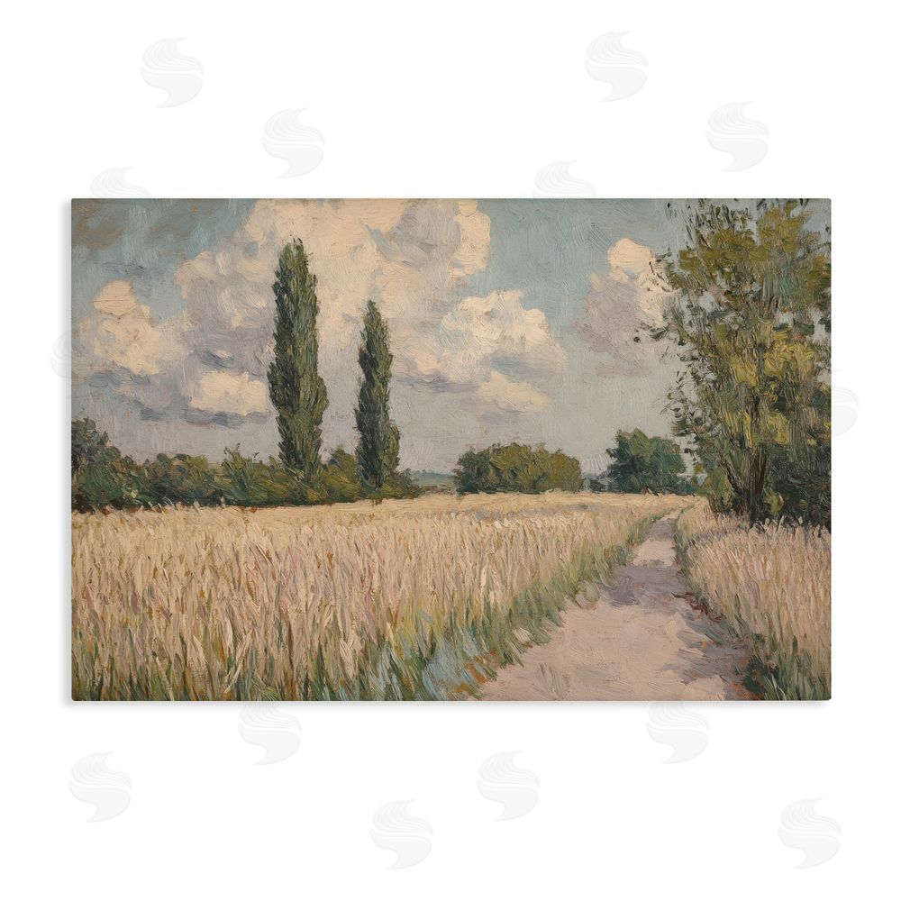 Petal Prints Design Summer Path Between Poplars Stretched Canvas Wall Art Print