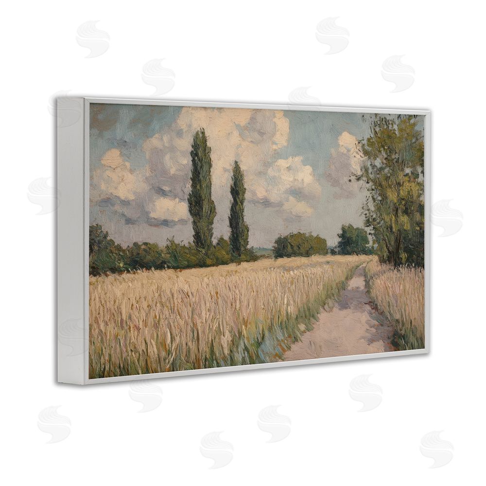 Petal Prints Design Summer Path Between Poplars White Framed Giclee Wall Art Print