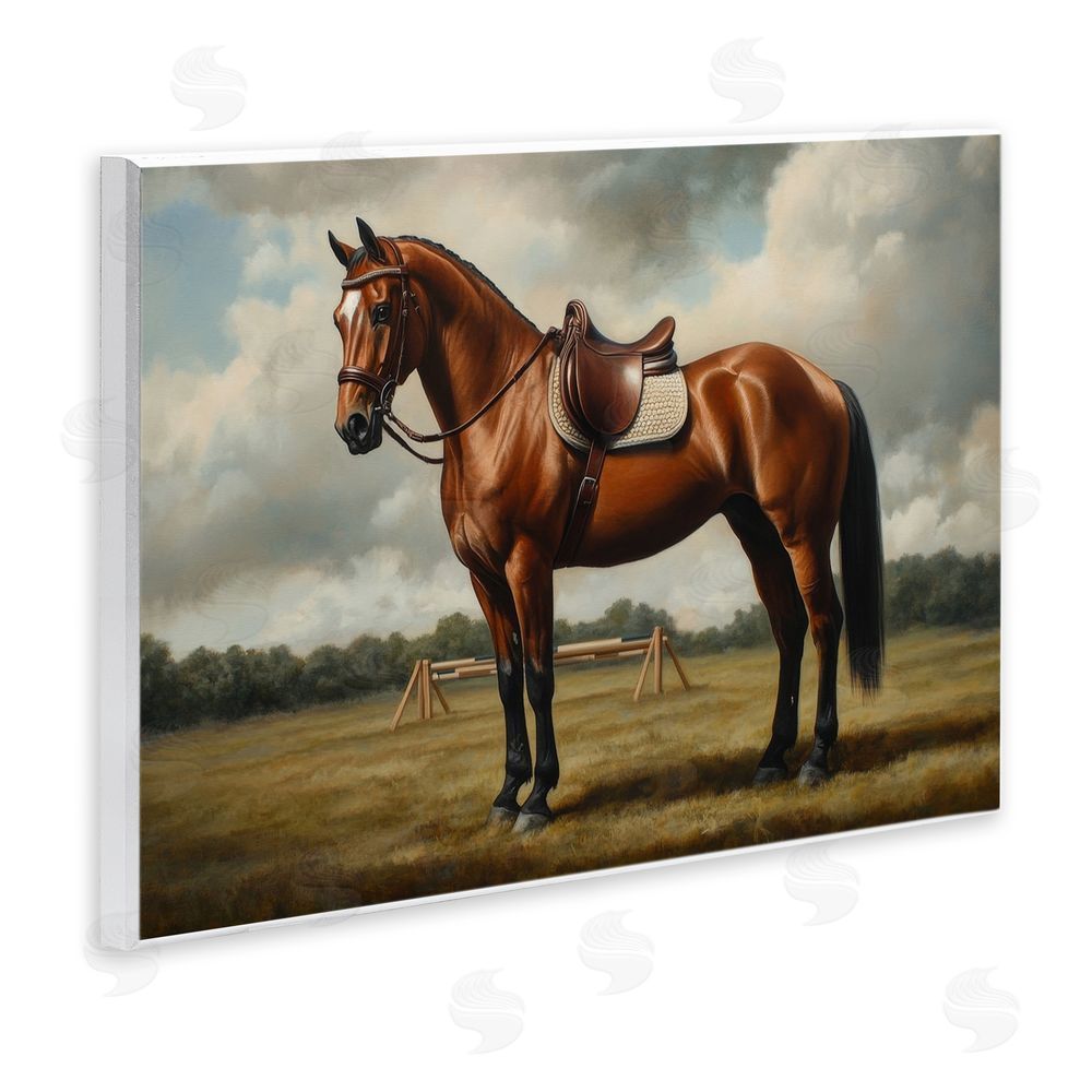 Petal Prints Design Red Mare in Pastoral Landscape Wall Plaque Home Decor Art Print