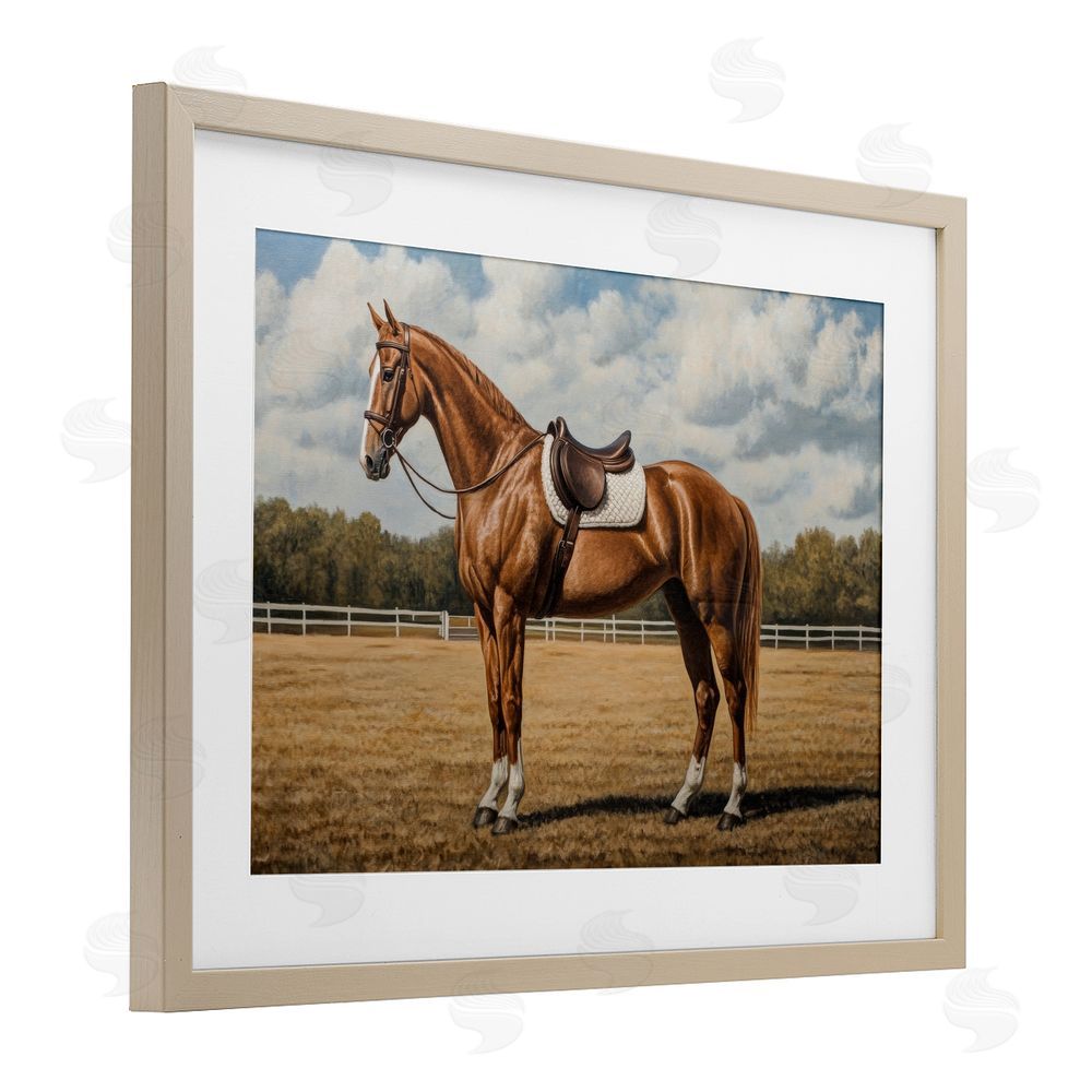 Petal Prints Design Saddled Up Chestnut Horse Brown Framed Print Under Glass Wall Art