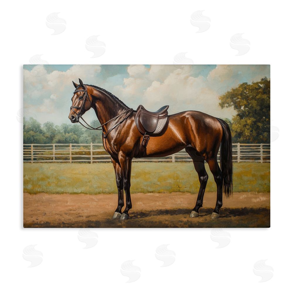 Petal Prints Design Saddled & Ready For The Show Stretched Canvas Wall Art