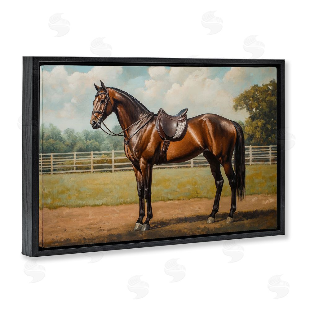 Petal Prints Design Saddled & Ready For The Show Black Floating Framed Canvas Wall Art