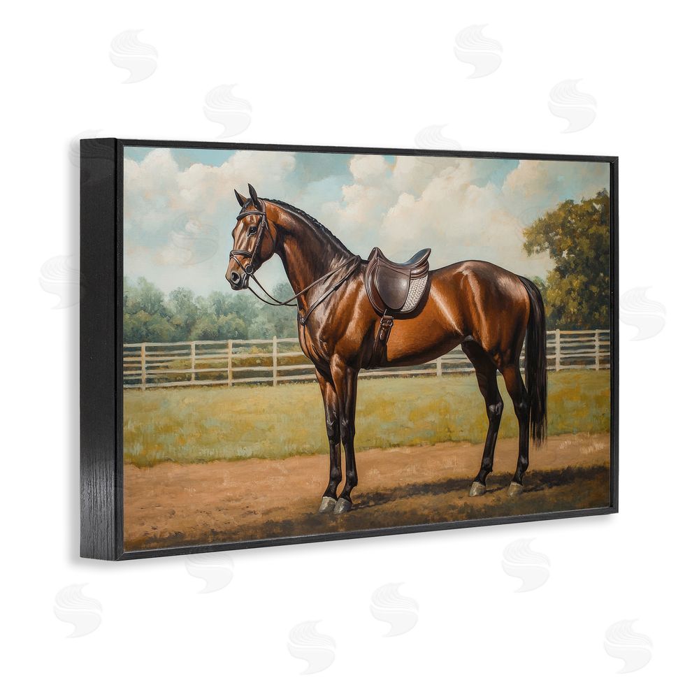 Petal Prints Design Saddled & Ready For The Show Black Framed Giclee Wall Art