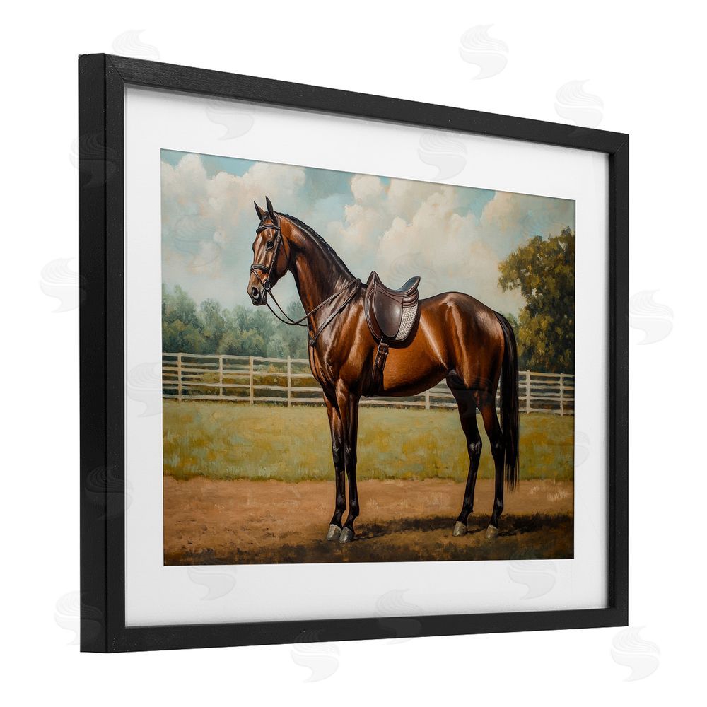 Petal Prints Design Saddled & Ready For The Show Black Framed Print Under Glass Wall Art