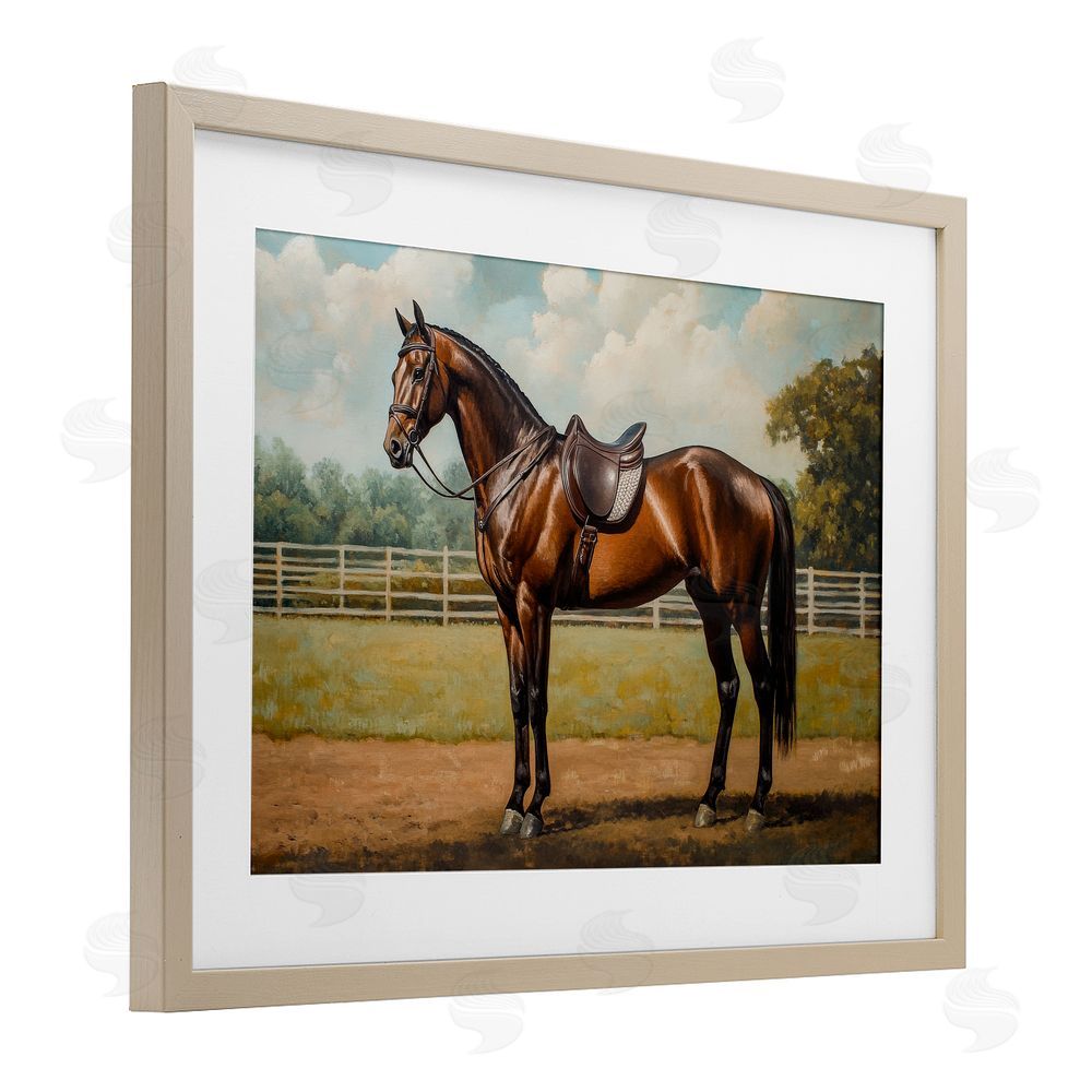 Petal Prints Design Saddled & Ready For The Show Brown Framed Print Under Glass Wall Art