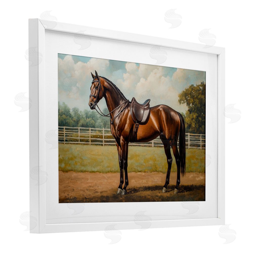 Petal Prints Design Saddled & Ready For The Show White Framed Print Under Glass Wall Art