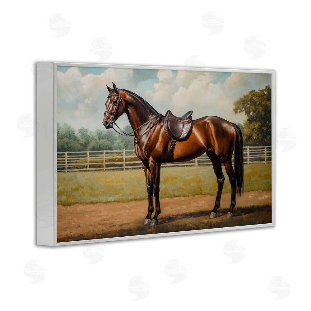 Petal Prints Design Saddled & Ready For The Show White Framed Giclee Wall Art