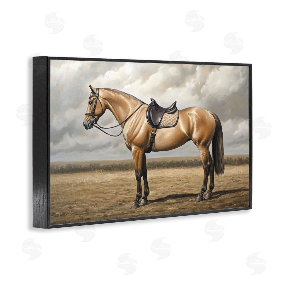 Petal Prints Design Shiny Mare Saddled Up Black Framed Giclee Wall Art Print