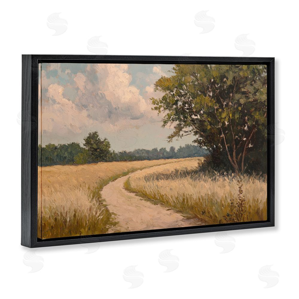 Petal Prints Design Peaceful Thinking Path Black Floating Framed Canvas Wall Art