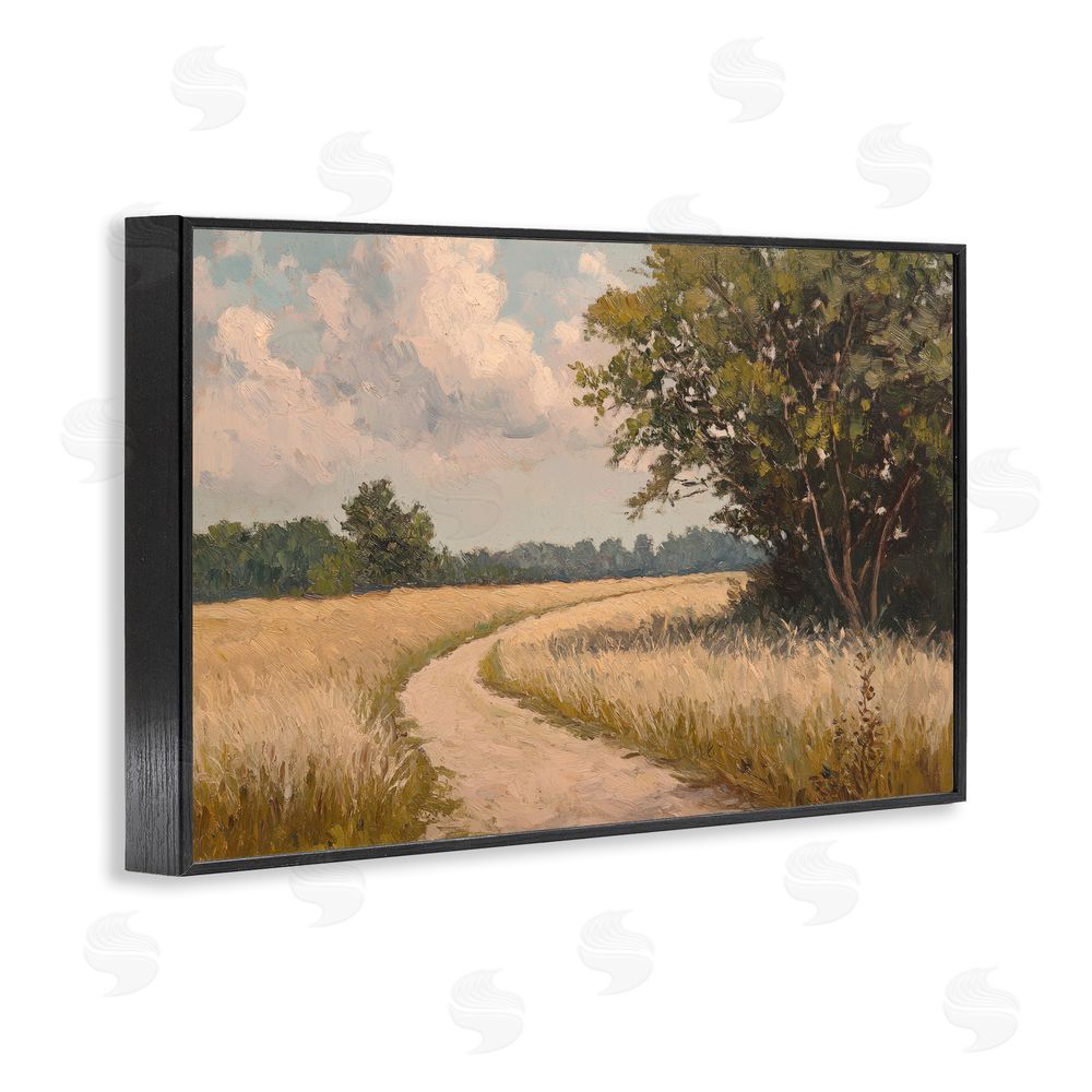 Petal Prints Design Peaceful Thinking Path Black Framed Giclee Wall Art