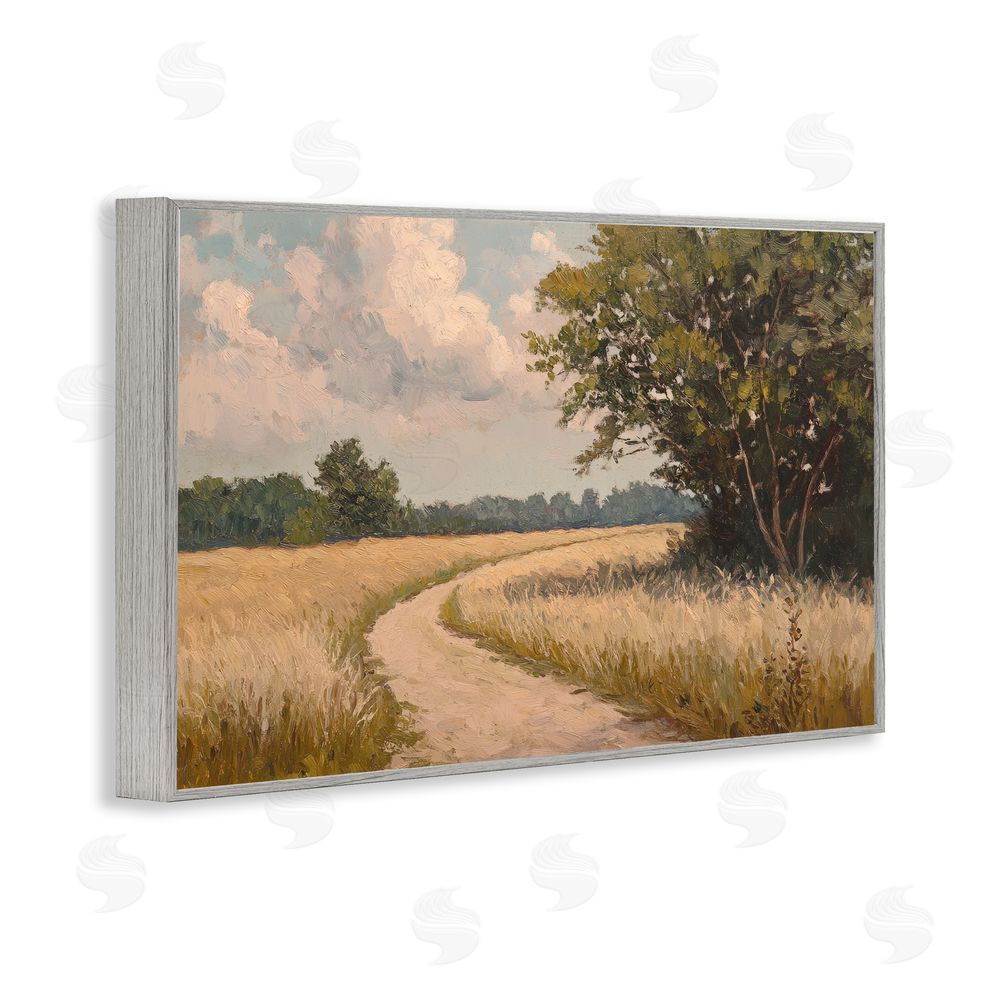 Petal Prints Design Peaceful Thinking Path Gray Framed Giclee Wall Art