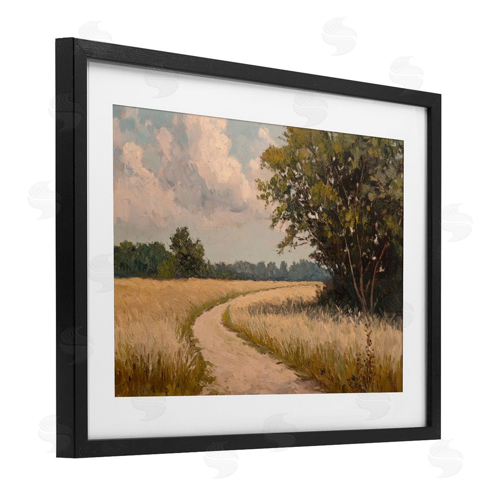 Petal Prints Design Peaceful Thinking Path Black Framed Print Under Glass Wall Art