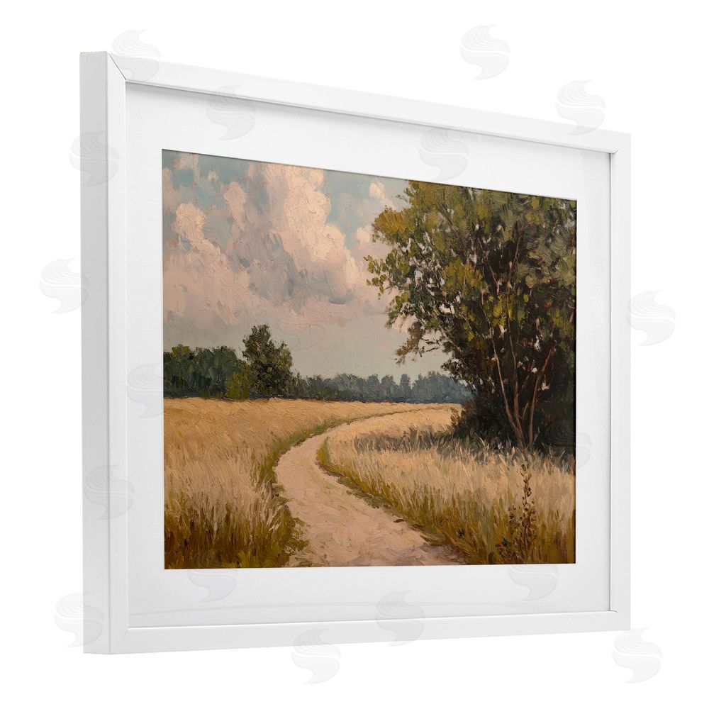 Petal Prints Design Peaceful Thinking Path White Framed Print Under Glass Wall Art