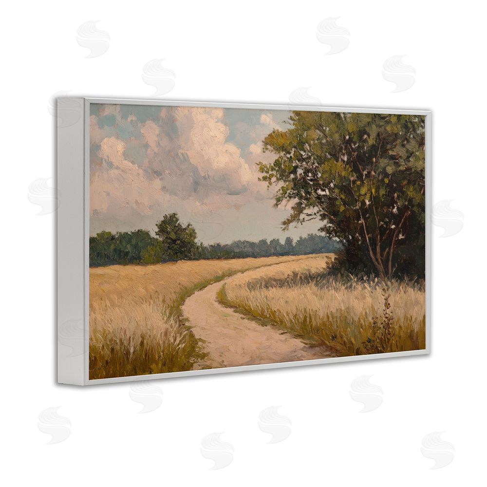 Petal Prints Design Peaceful Thinking Path White Framed Giclee Wall Art