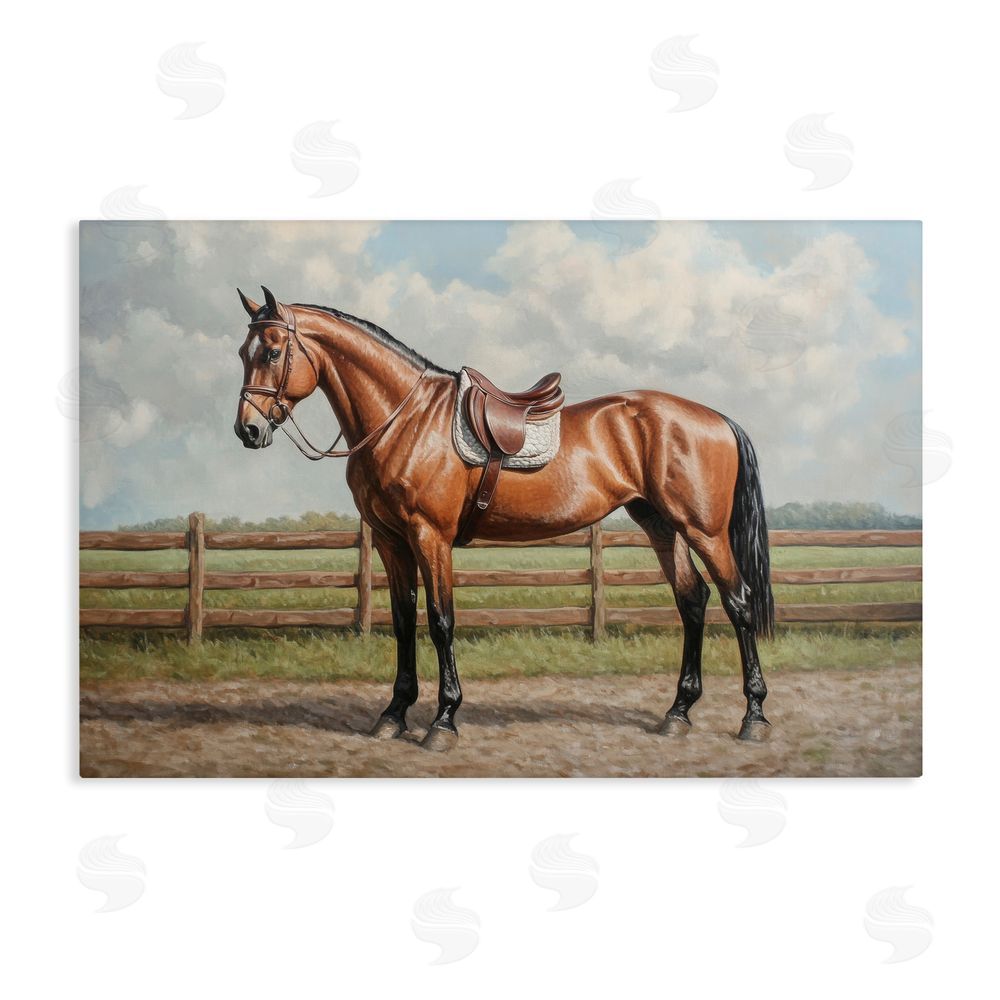 Petal Prints Design Sunshine Pony on Farm Path Stretched Canvas Wall Art Print