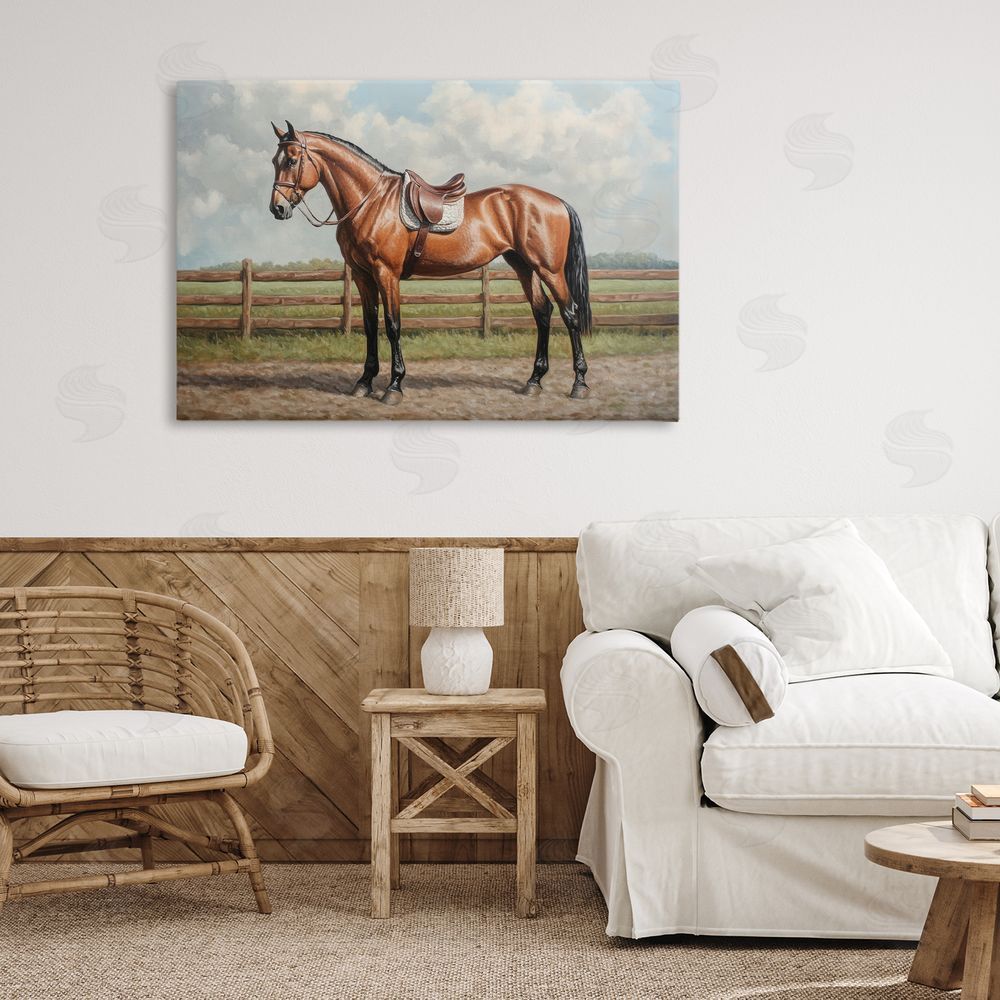 Petal Prints Design Sunshine Pony on Farm Path Stretched Canvas on Wall