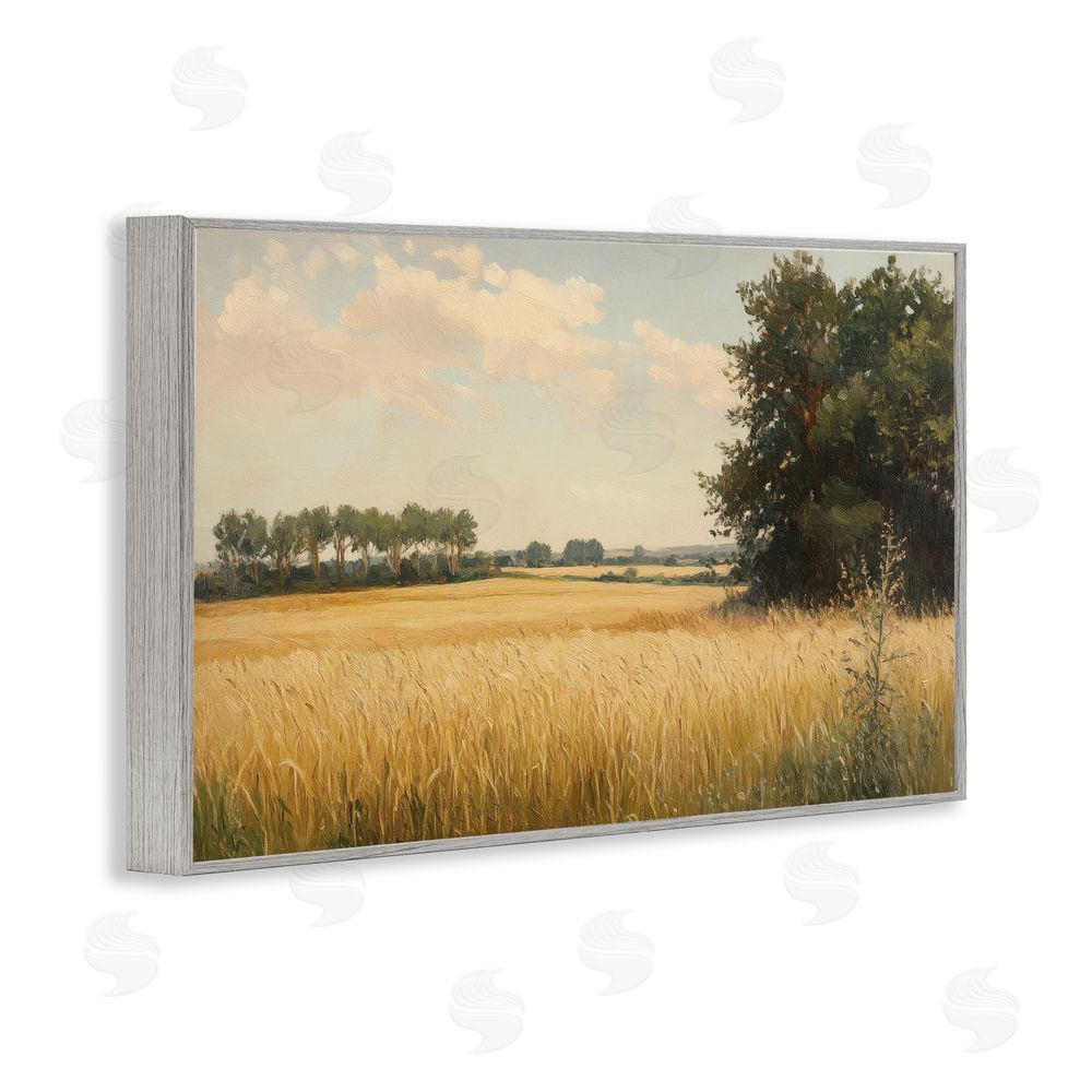 Petal Prints Design Where The Wheat Grows Gray Framed Giclee Wall Art Print