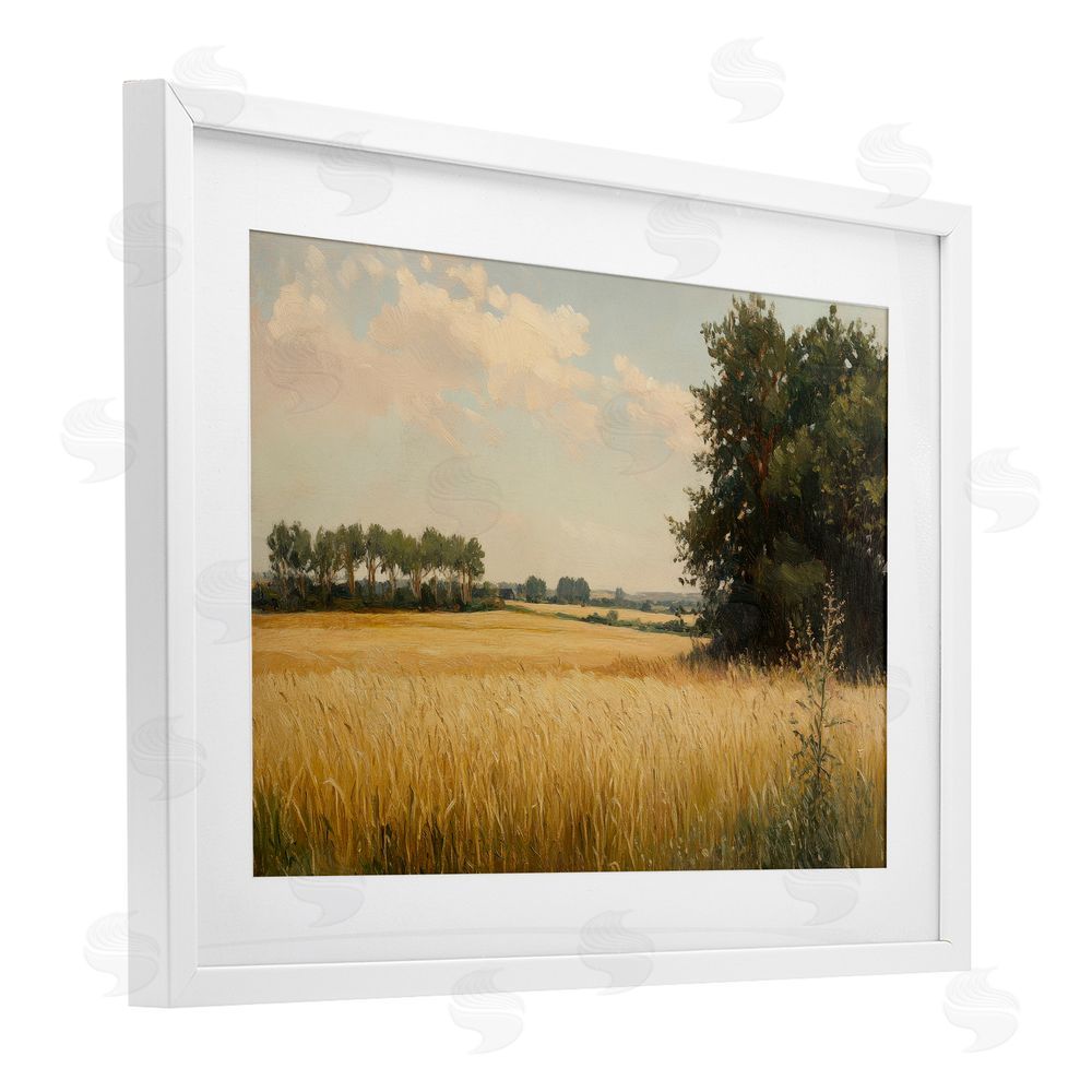 Petal Prints Design Where The Wheat Grows White Framed Print Under Glass with White Mat Wall Art