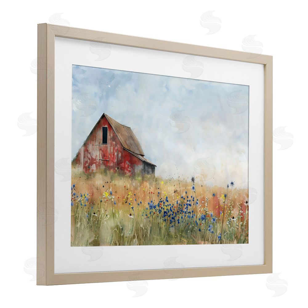 Creative Studio Rustic Barn in Colorful Meadow Brown Framed Print Under Glass Wall Art