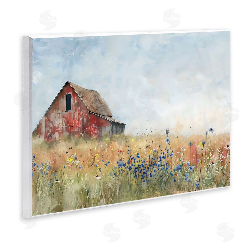 Creative Studio Rustic Barn in Colorful Meadow Wall Plaque Home Decor Art Print