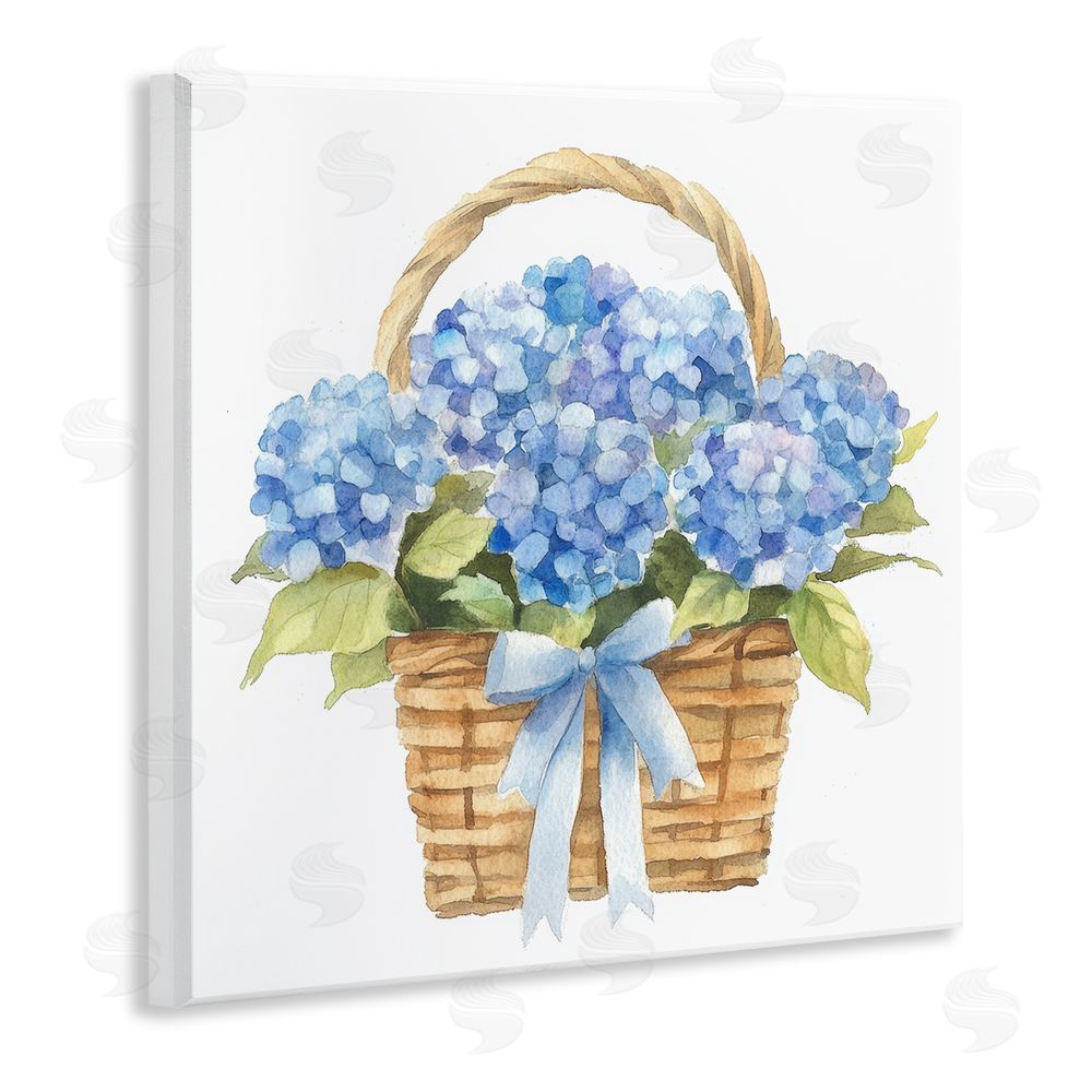 Petal Prints Design Pretty Blue Hydrangea Picnic Basket Wall Plaque Home Decor Art Print