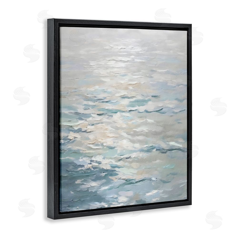 Riley B Shallow Reflections Calm Sea Black Floating Framed Canvas Wall Art Print