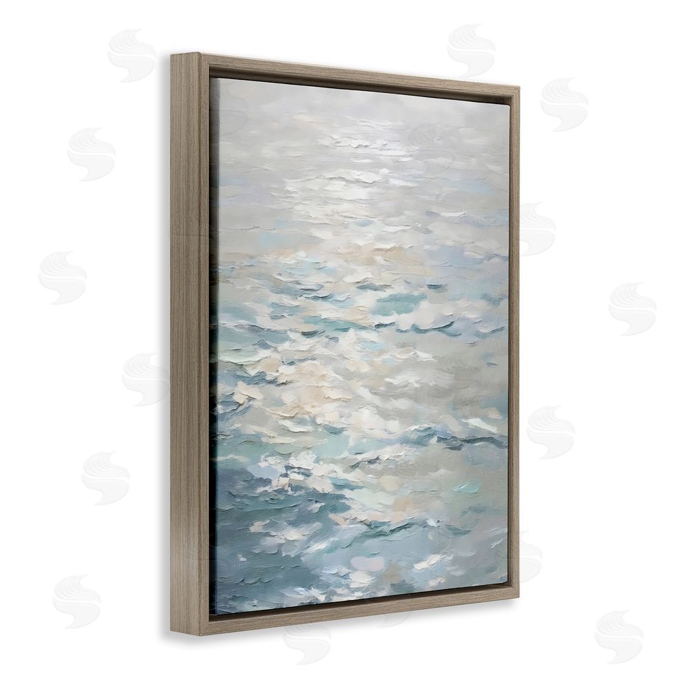 Riley B Shallow Reflections Calm Sea Brown Floating Framed Canvas Wall Art Print