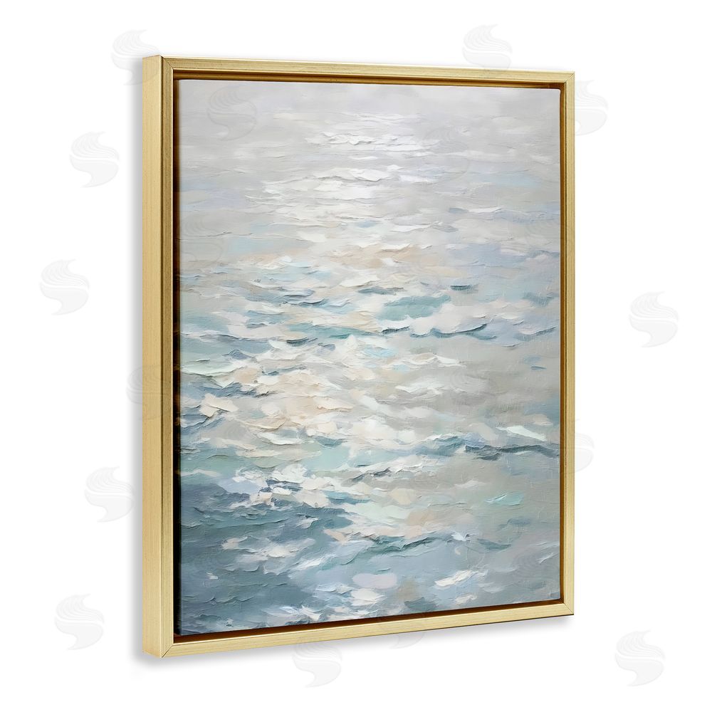 Riley B Shallow Reflections Calm Sea Gold Floating Framed Canvas Wall Art Print