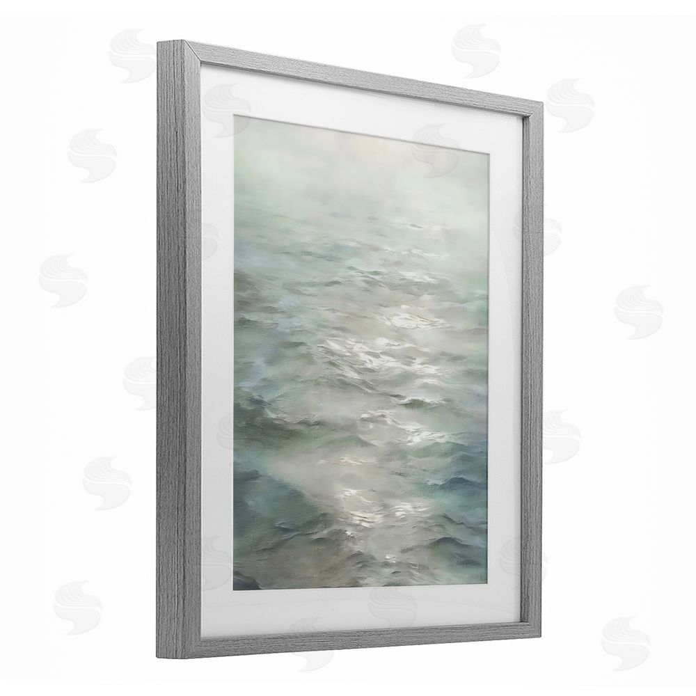 Riley B Shallow Reflections on Sea Gray Framed Print Under Glass with White Mat Wall Art