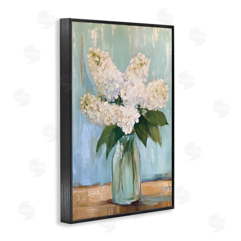 Petal Prints Design Tall Flowers in Glass Vase Black Framed Giclee Wall Art Print
