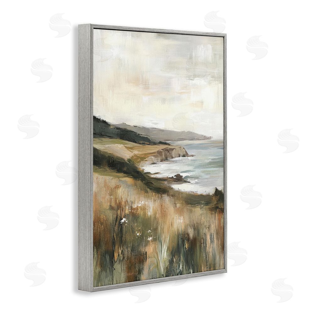 Petal Prints Design Northern Coast Seaside Landscape Gray Framed Giclee Wall Art