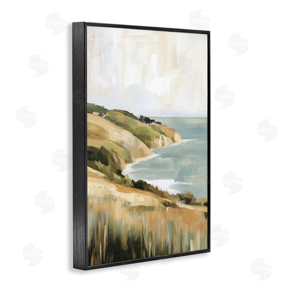 Petal Prints Design Serene Cliff in Morning Light Black Framed Giclee Wall Art Print