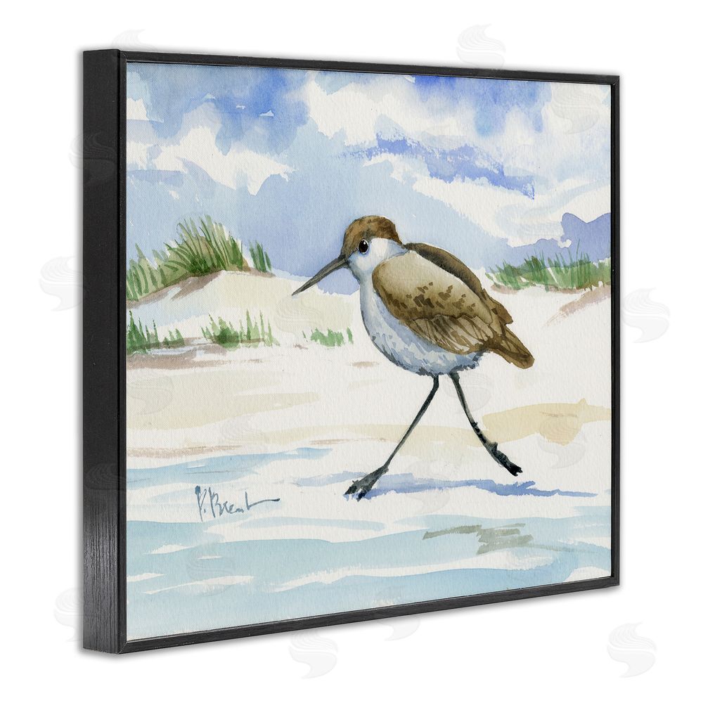 Paul Brent Inlet Beach Sandpiper Running Black Framed Giclee Wall Art