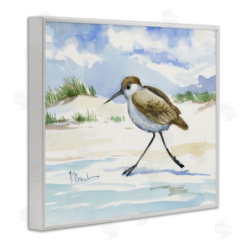 Paul Brent Inlet Beach Sandpiper Running White Framed Giclee Wall Art