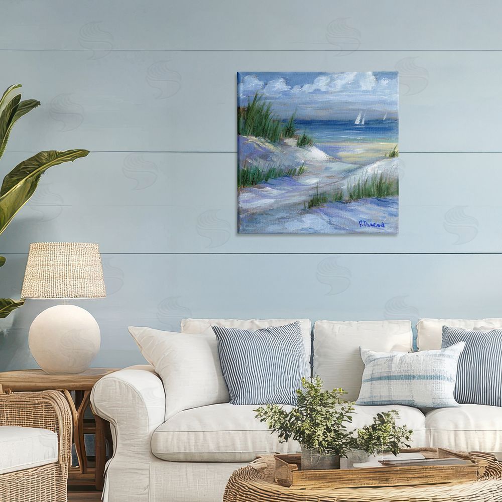 Paul Brent Crooked Island Dunes & Sailboats Stretched Canvas Wall Art in Room