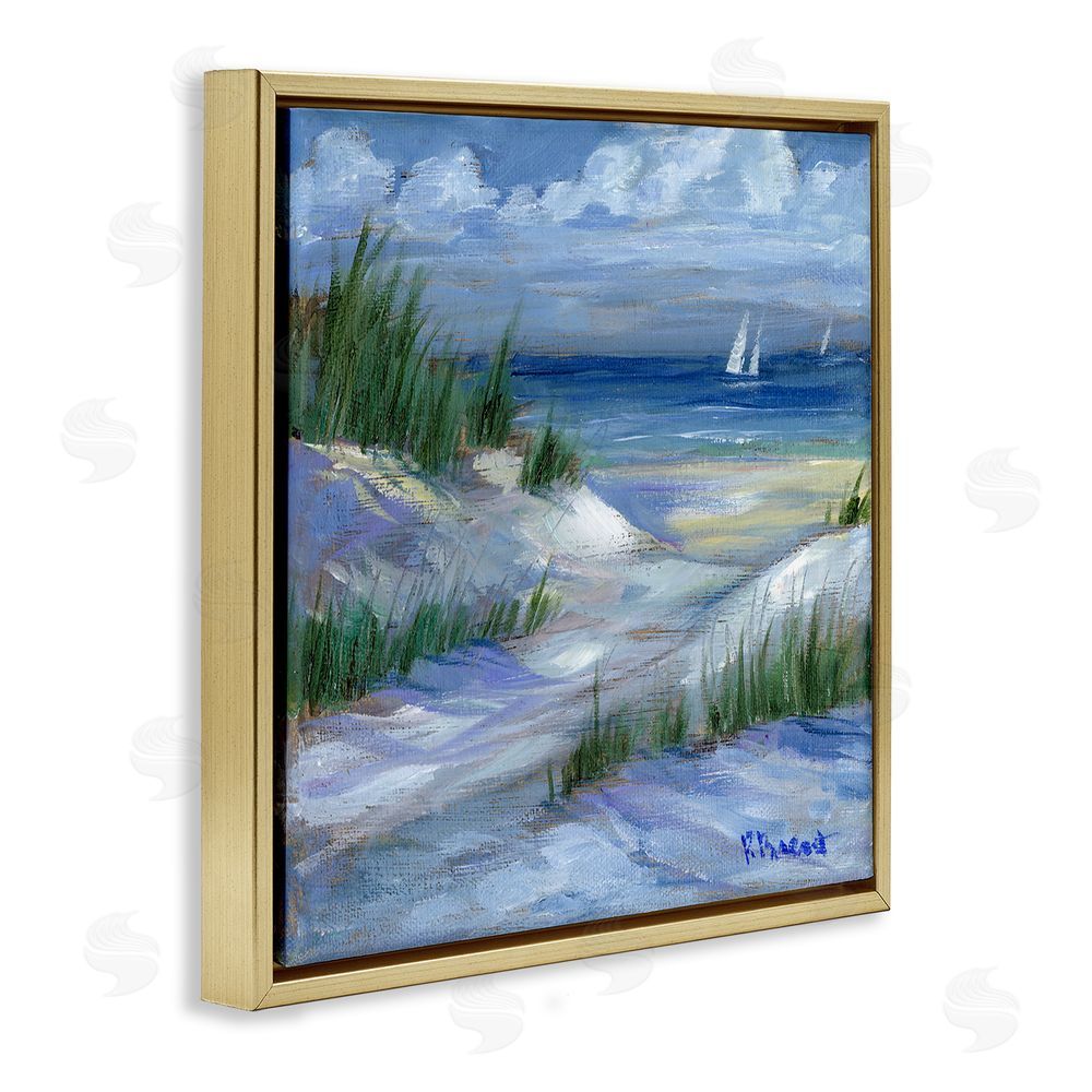 Paul Brent Crooked Island Dunes & Sailboats Gold Floating Frame Canvas Wall Art Print